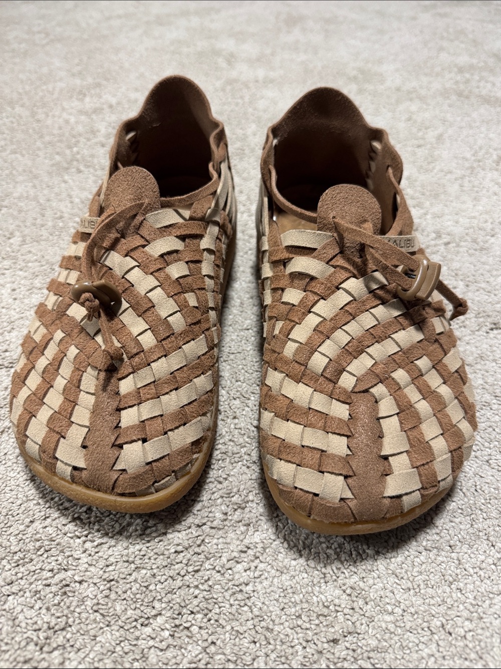 Malibu Braided Slip-On Flats in Brown & Cream